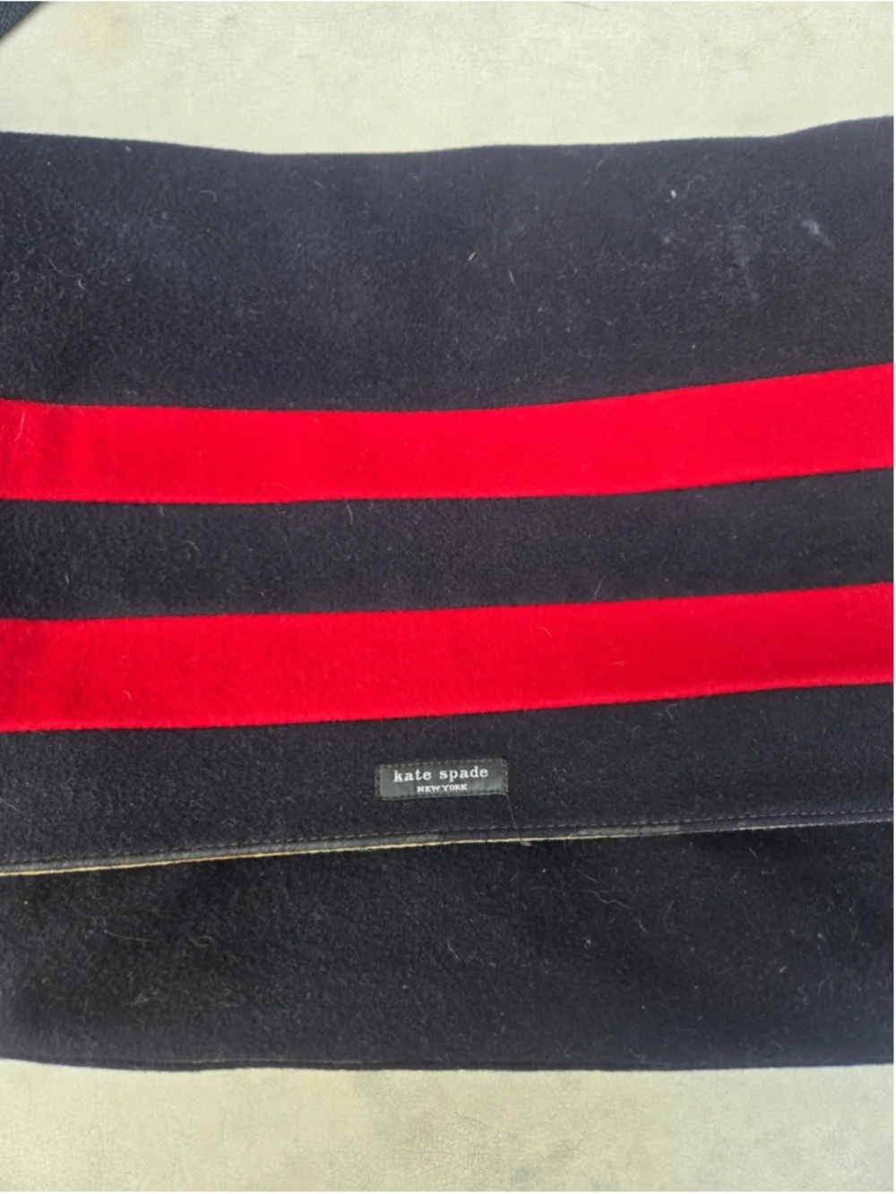 Women's Kate Spade Large Navy Red Striped Messanger Crossbody Bag One Size